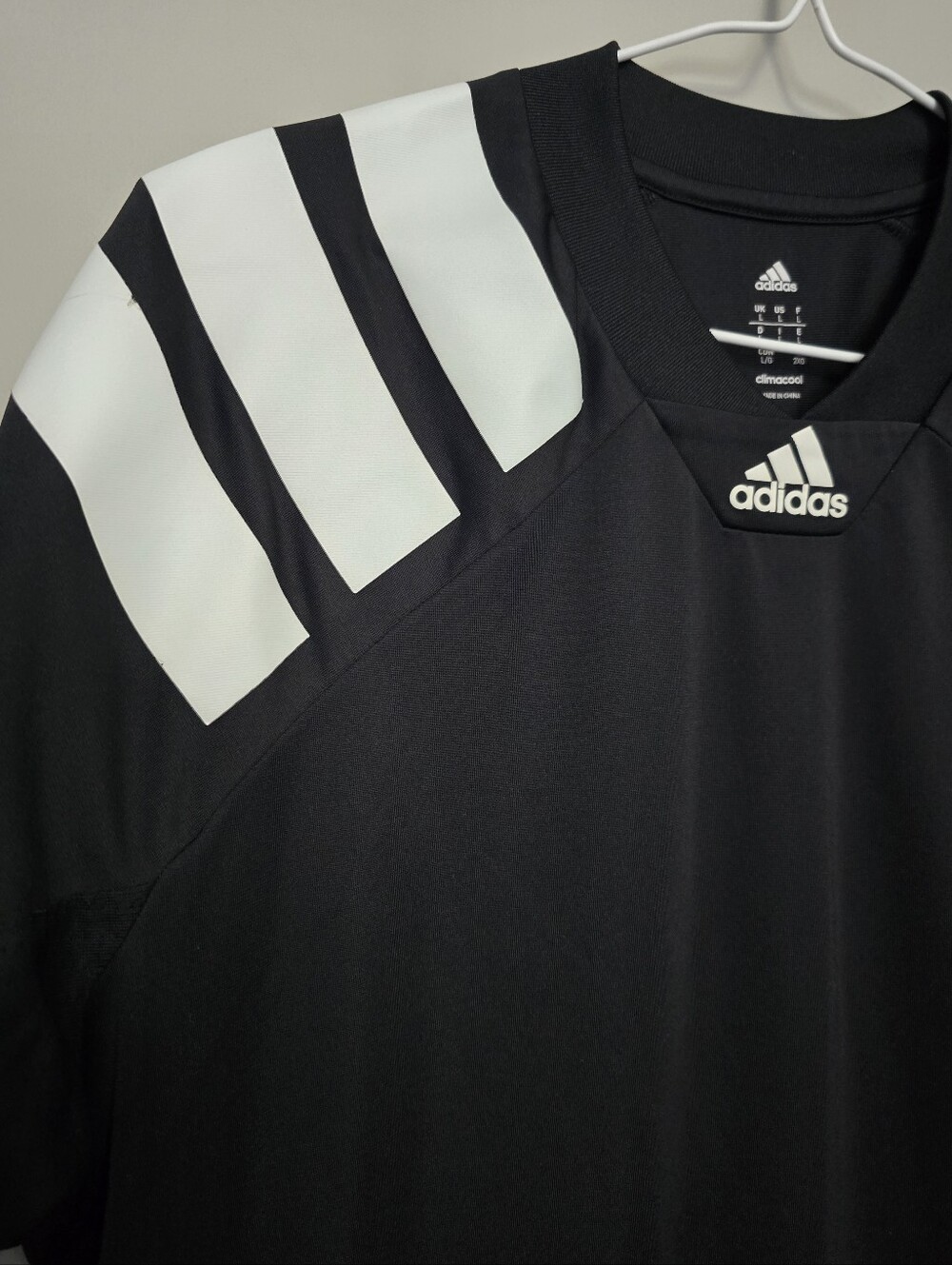 Adidas Men’s Black Short-Sleeve Athletic Tee with White Shoulder Stripes - Picture 3 of 9